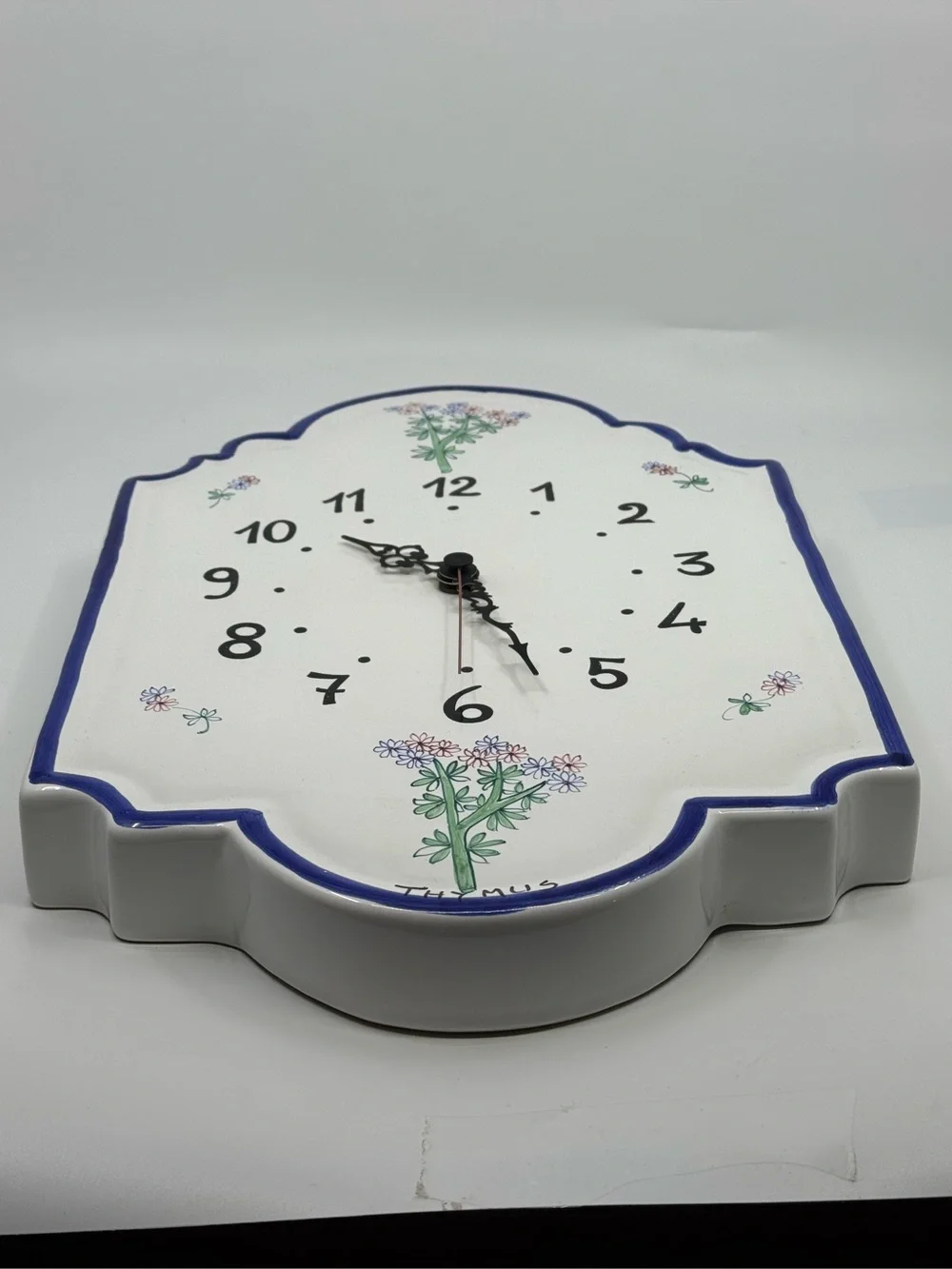 Williams Sonoma Firenze Thymus Hand-Painted Ceramic Wall Clock Italy